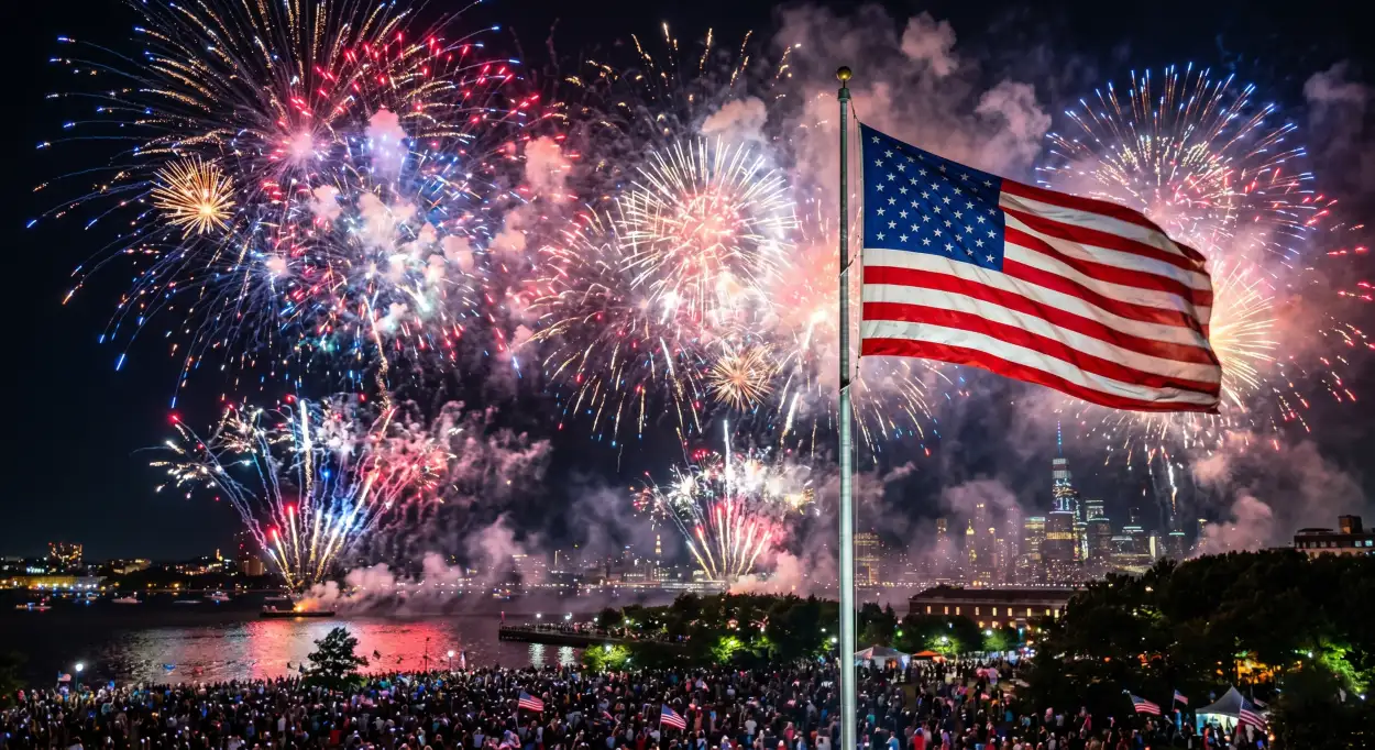 Free Download American Flag Images With Fireworks Display Patriotic Theme - High Quality Usa Flag Image