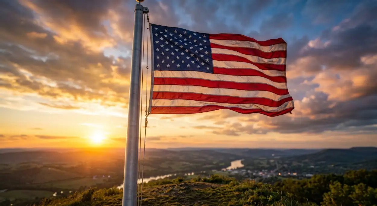 Free Download American Flag Wallpaper With Sunset Background 4k Quality - High Quality Usa Flag Background Image