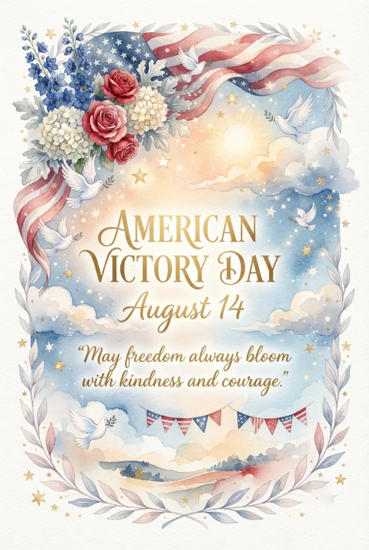 Free Download American Victory Day Printable Sign - High Quality American Victory Day 2026 Image