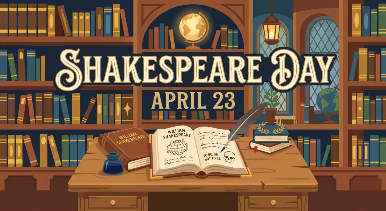 Free Download April 23 Literary Celebration Ideas - High Quality William Shakespeare Day 2026 Image