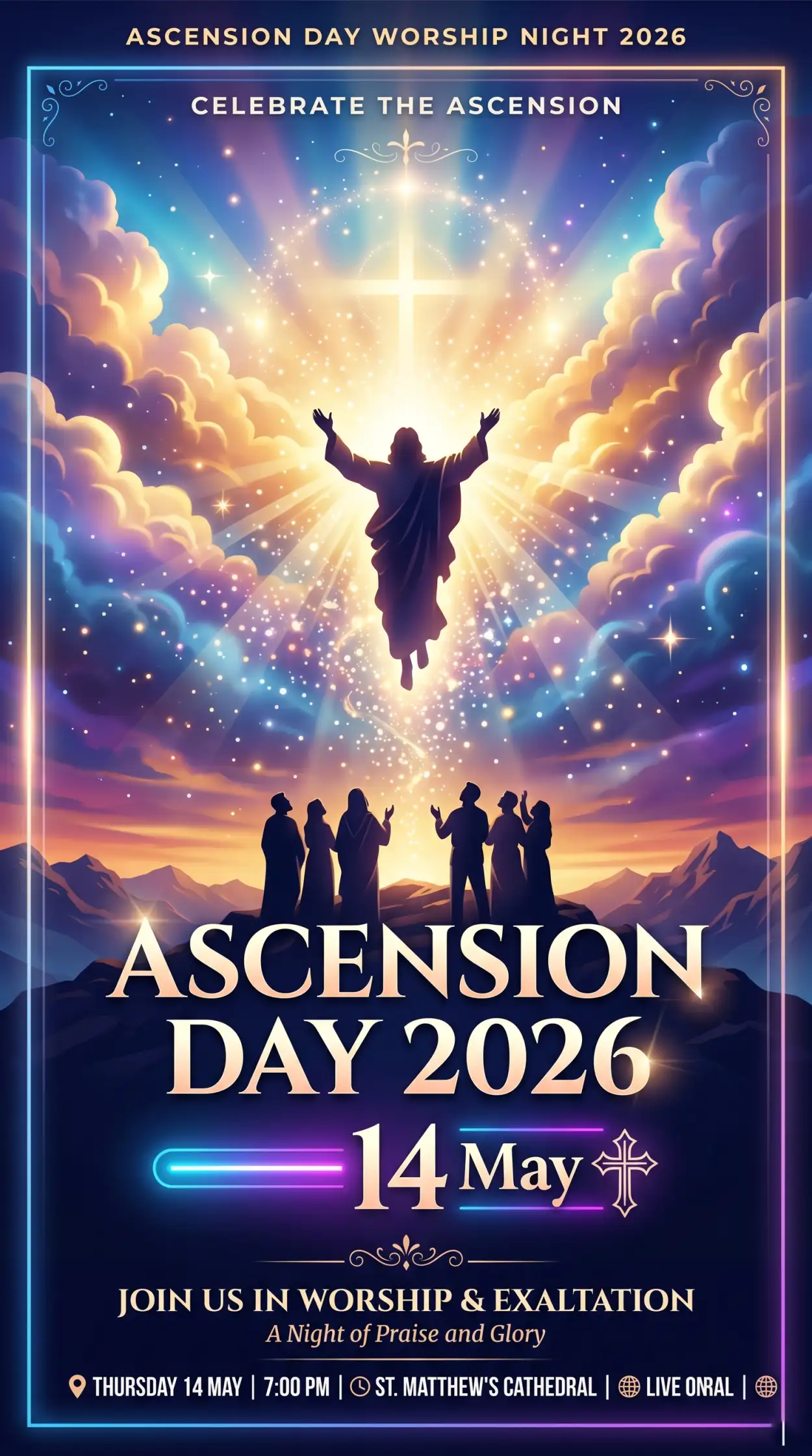 Free Download Ascension Day 2026 Church Worship Poster - High Quality Ascension Day 2026 Wishes Image