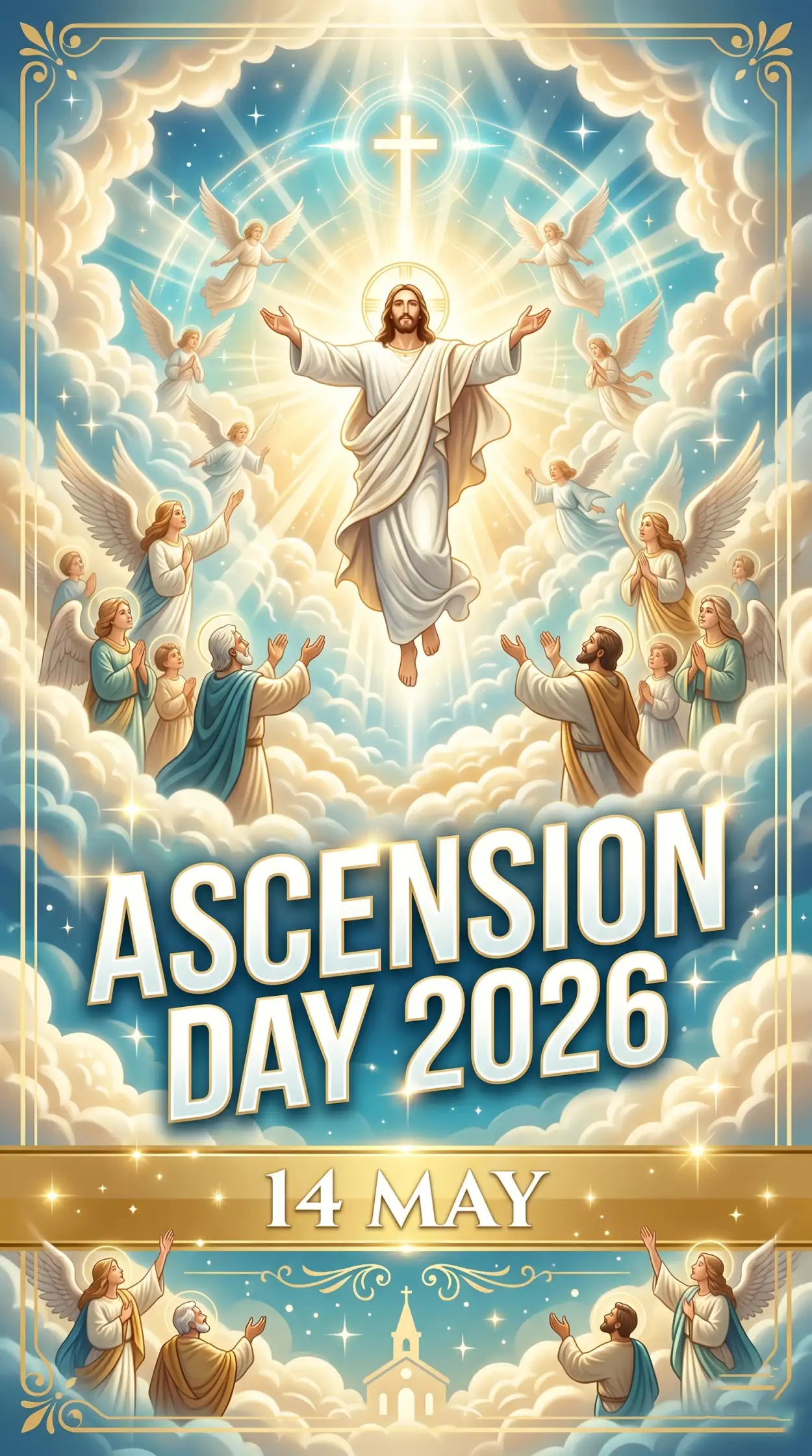 Free Download Ascension Day 2026 Religious Poster - High Quality Ascension Day 2026 Wishes Image