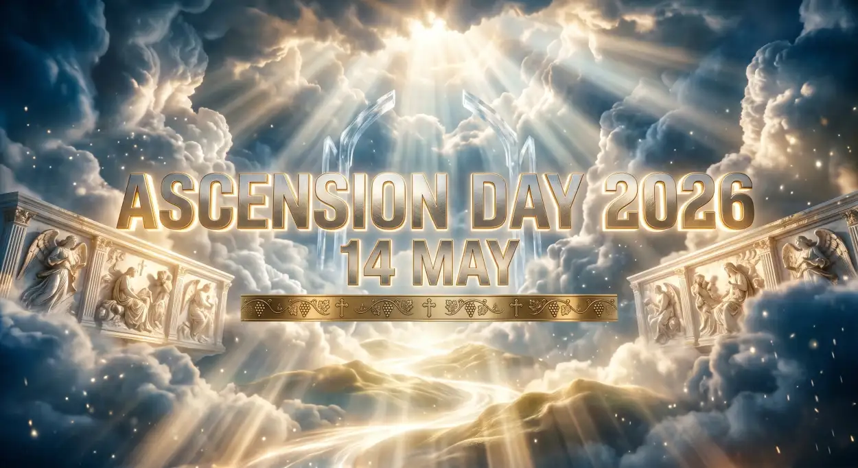 Free Download Ascension Day 2026 Typography Design - High Quality Ascension Day 2026 Wishes Image