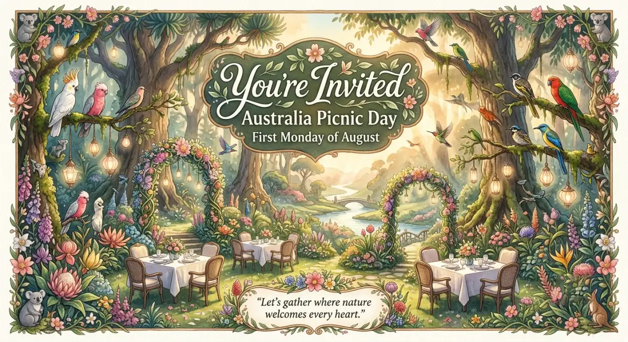 Free Download Australia Picnic Day 2026 Elegant Invitation Template - High Quality Australia Picnic Day 2026 Image