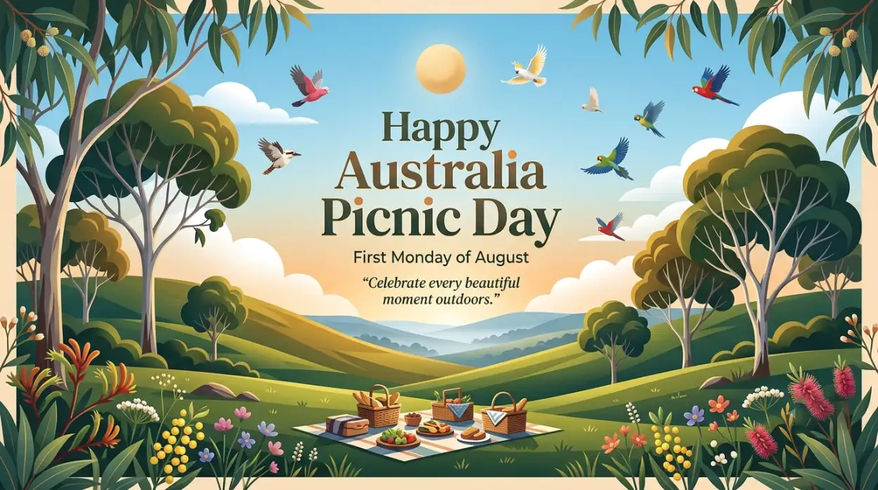 Free Download Australia Picnic Day 2026 Greeting Card Design - High Quality Australia Picnic Day 2026 Image
