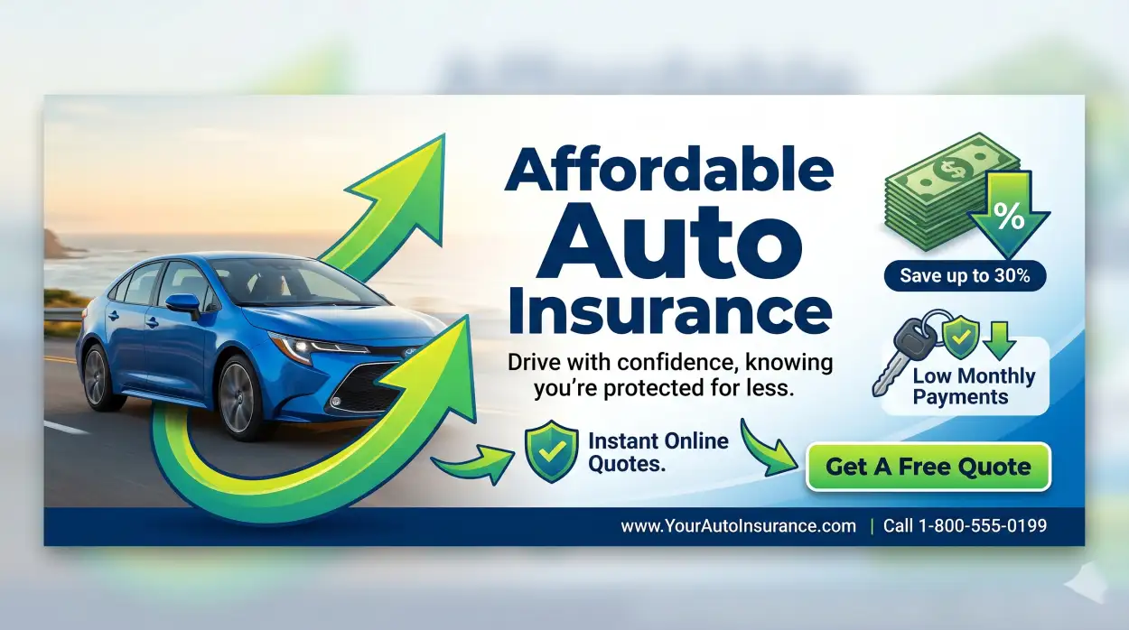 Free Download Auto Insurance Banner Design For Us Customers - High Quality Auto Insurance Creatives Image