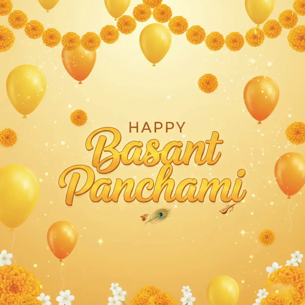 Free Download Basant Panchami Social Media Post Golden Yellow - High Quality Basant Panchami Social Media Post Background
