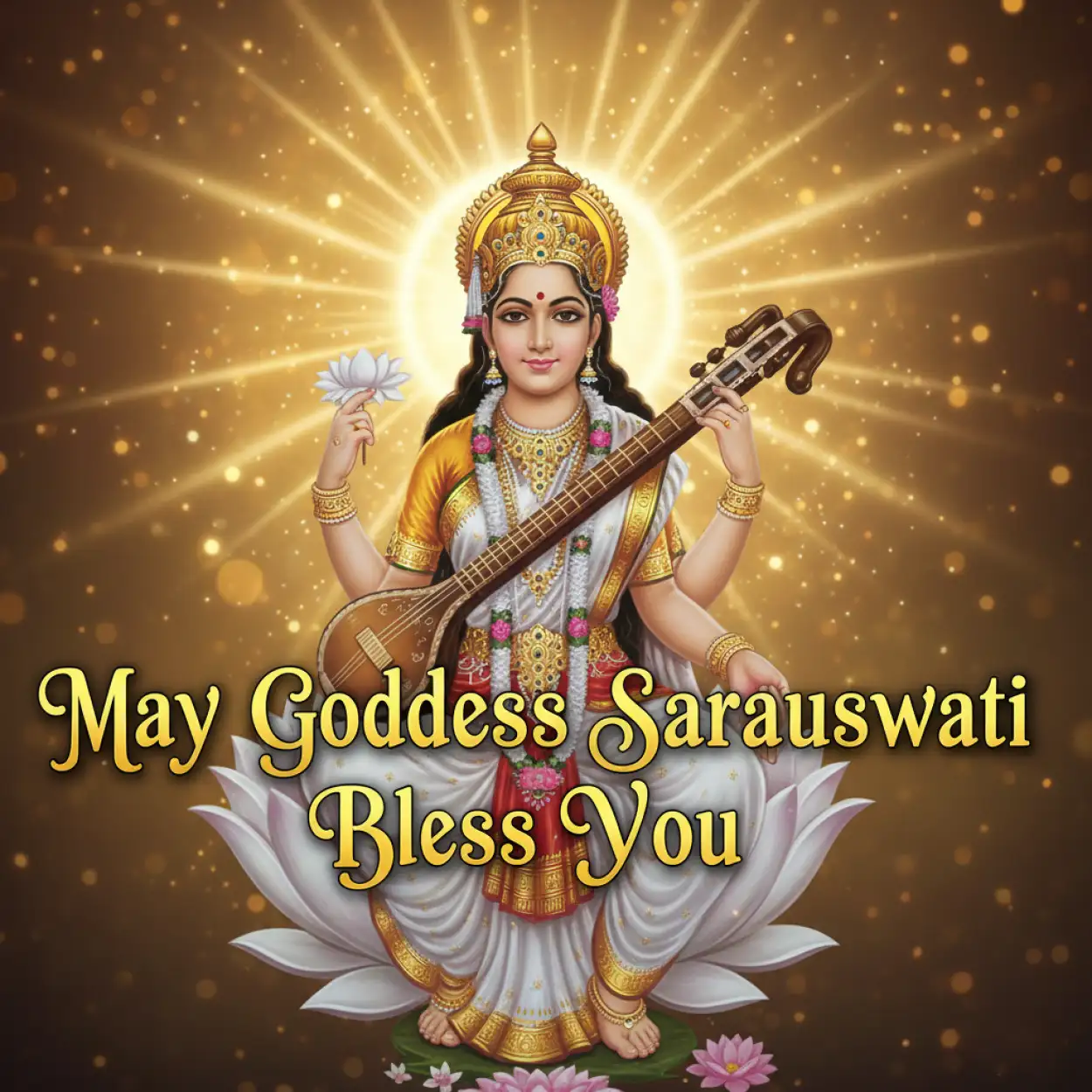 Free Download Basant Panchami Social Media Post Realistic Maa Saraswati Image With Text - High Quality Basant Panchami Social Media Post Background