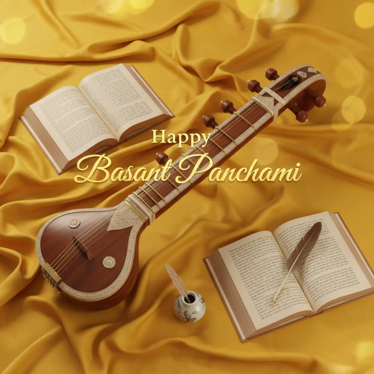 Free Download Basant Panchami Social Media Post With Calligraphy Text Center Of Image - High Quality Basant Panchami Social Media Post Image