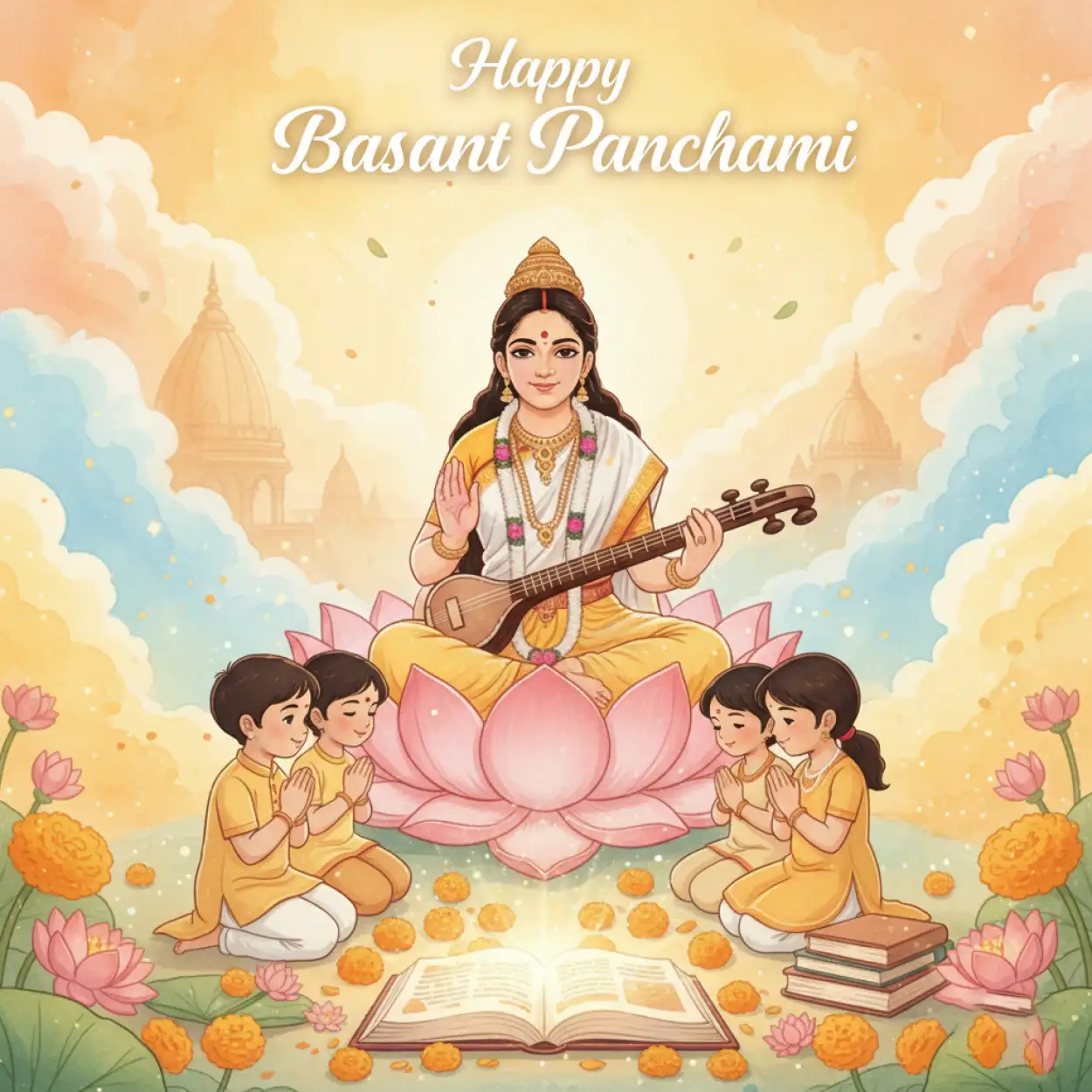 Free Download Basant Panchami Wishes In Sanskrit - High Quality Happy Basant Panchami Wishes Background