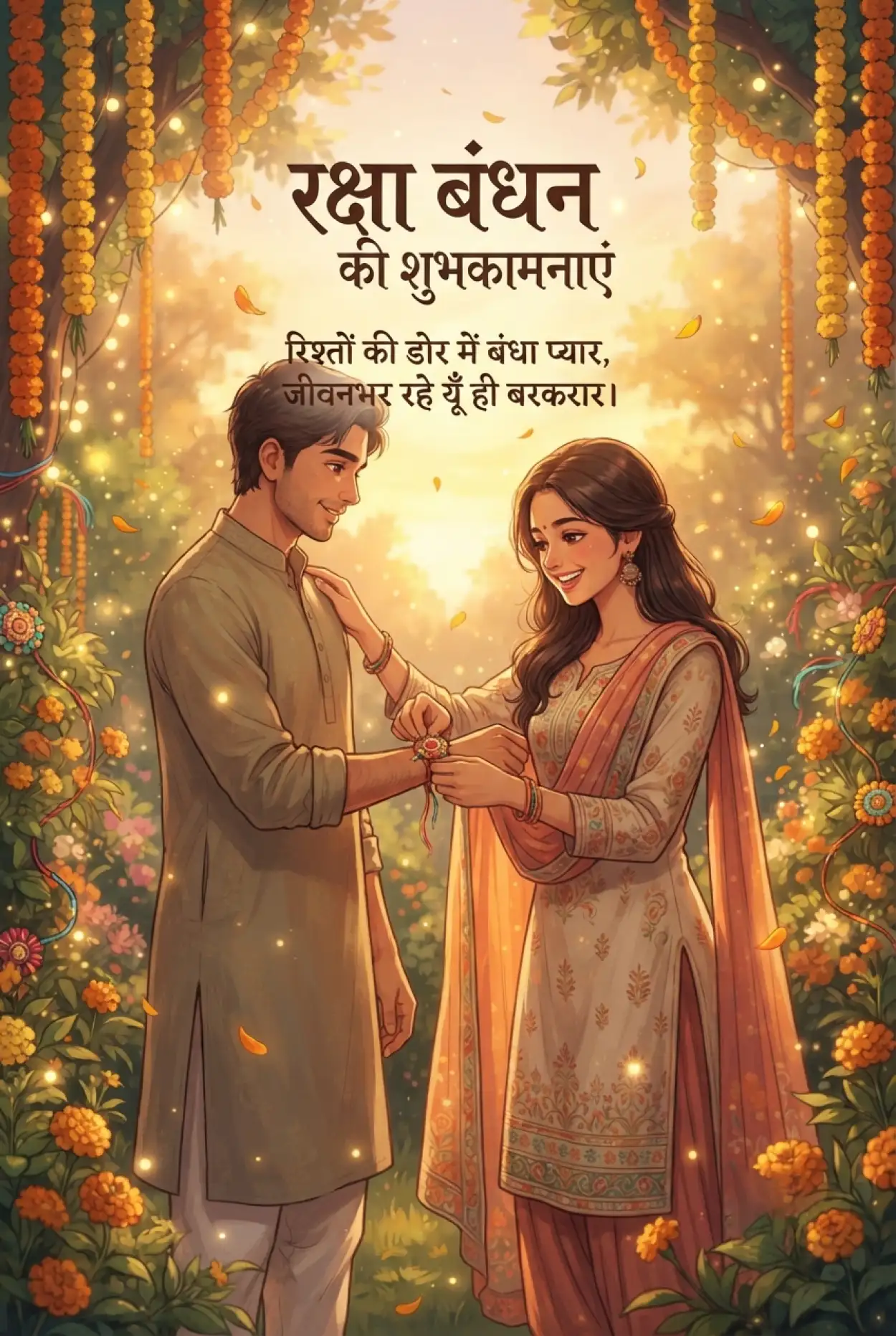 Free Download Beautiful Brother Sister Bond Raksha Bandhan Wishes Hindi Greeting Image - High Quality Raksha Bandhan Ki Shubhkamnaye In Hindi Image