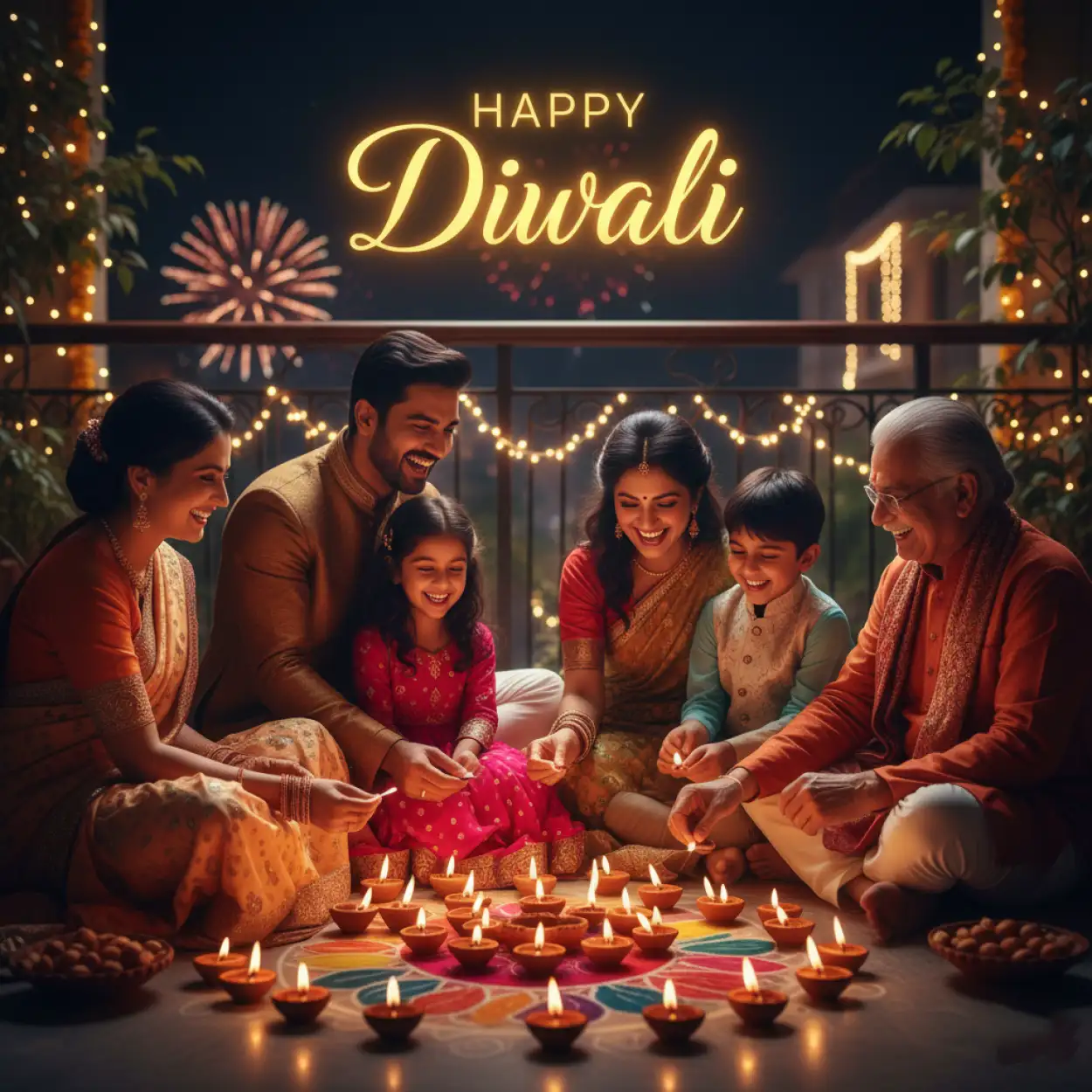 Beautiful Deepavali Celebration Image With Oil Lamps And Rangoli - Royalty Free Happy Diwali Image | Pngmagic Free Download Beautiful Deepavali Celebration Image With Oil Lamps And Rangoli - High Quality Happy Diwali Background
