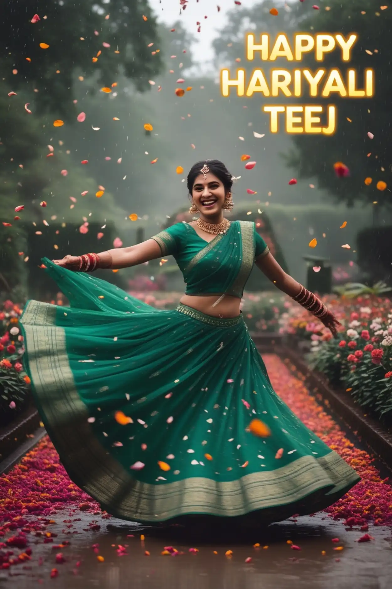 Free Download Beautiful Hariyali Teej Poster With Text - High Quality Happy Hariyali Teej Background