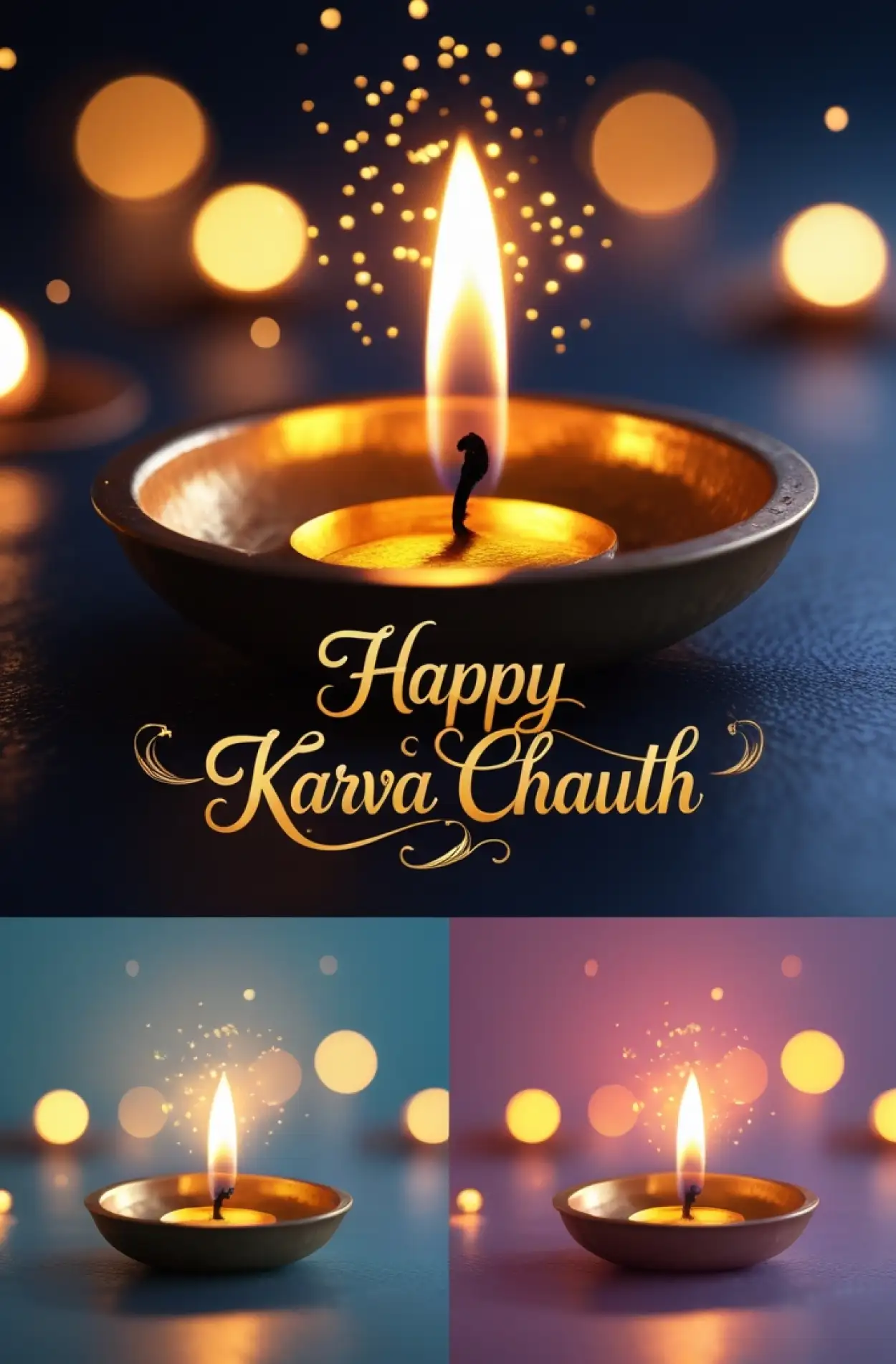 Free Download Beautiful Karva Chauth Couple Image With Moon Background - High Quality Happy Karva Chauth Background Image
