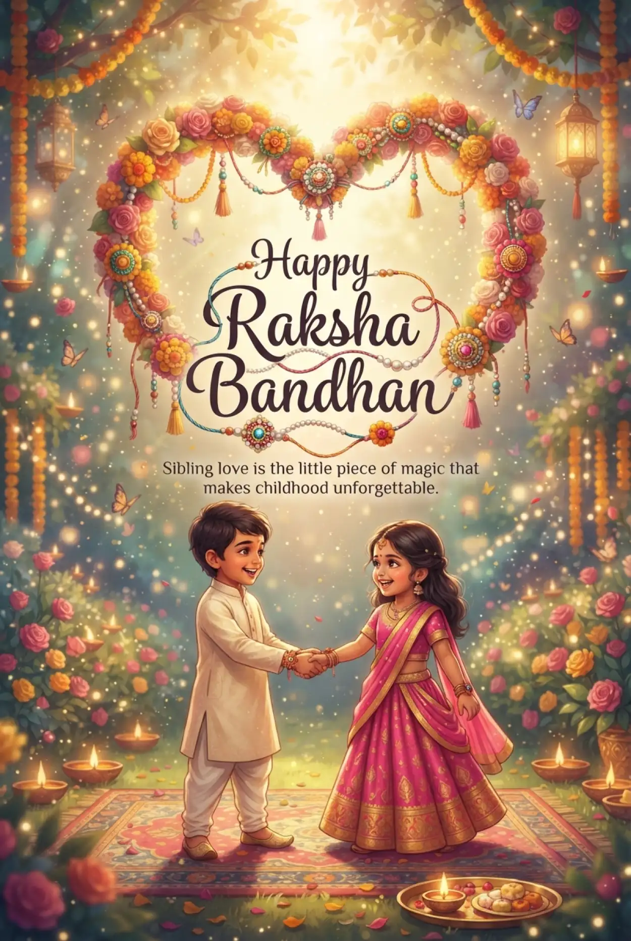 Free Download Beautiful Raksha Bandhan Messages For Little Ones - High Quality Happy Raksha Bandhan Wishes For Children Image