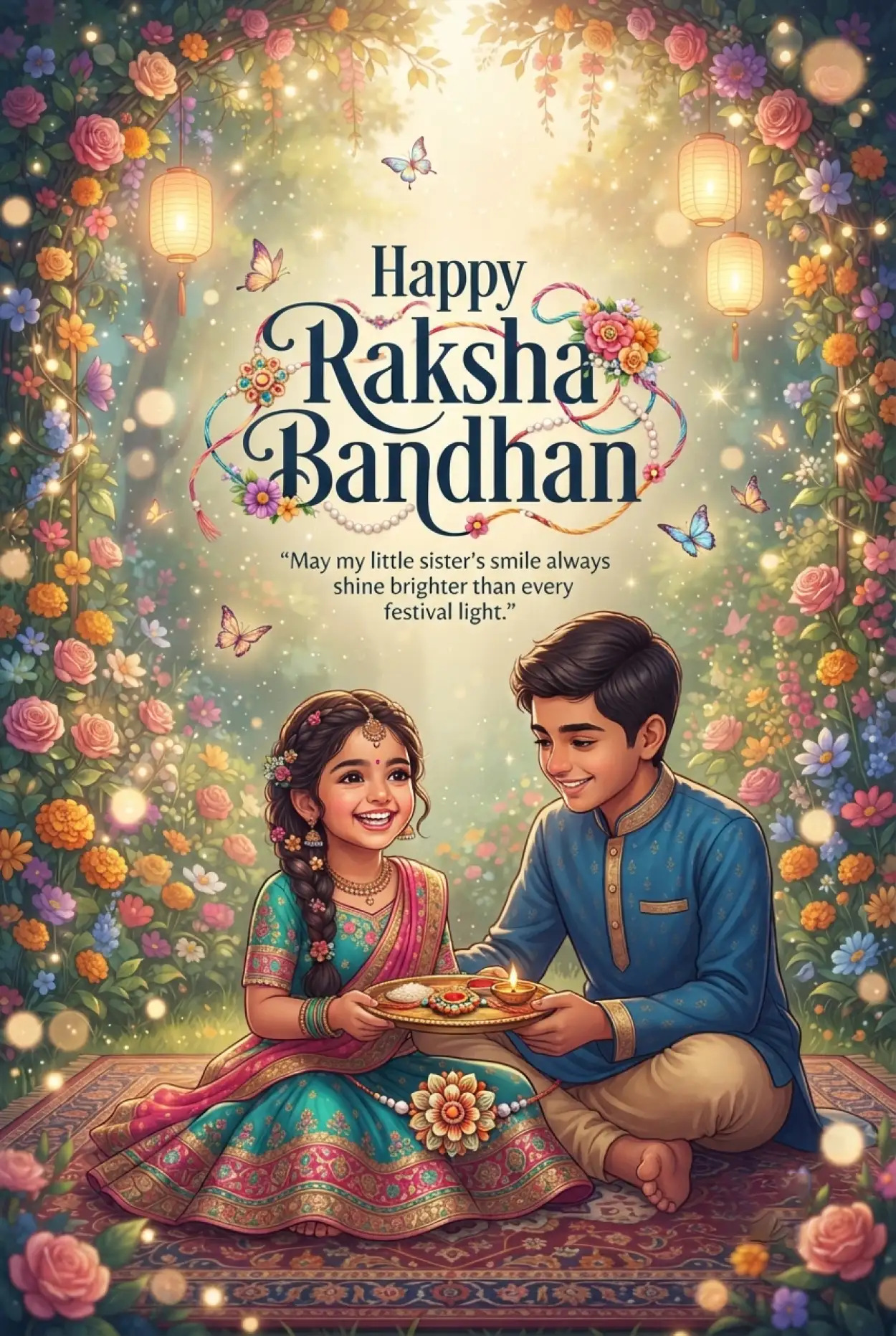 Free Download Beautiful Wishes For Kids Celebrating Raksha Bandhan - High Quality Happy Raksha Bandhan Wishes For Children Image