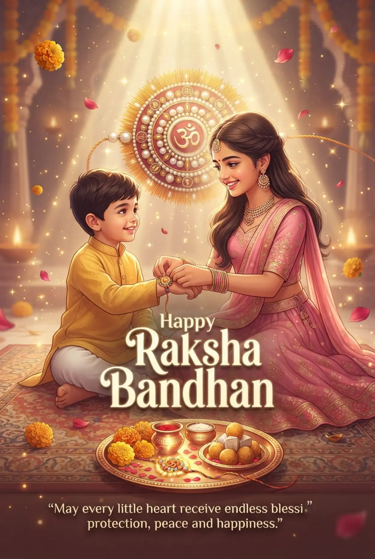 Free Download Best Rakhi Festival Wishes For Young Siblings - High Quality Happy Raksha Bandhan Wishes For Children Image