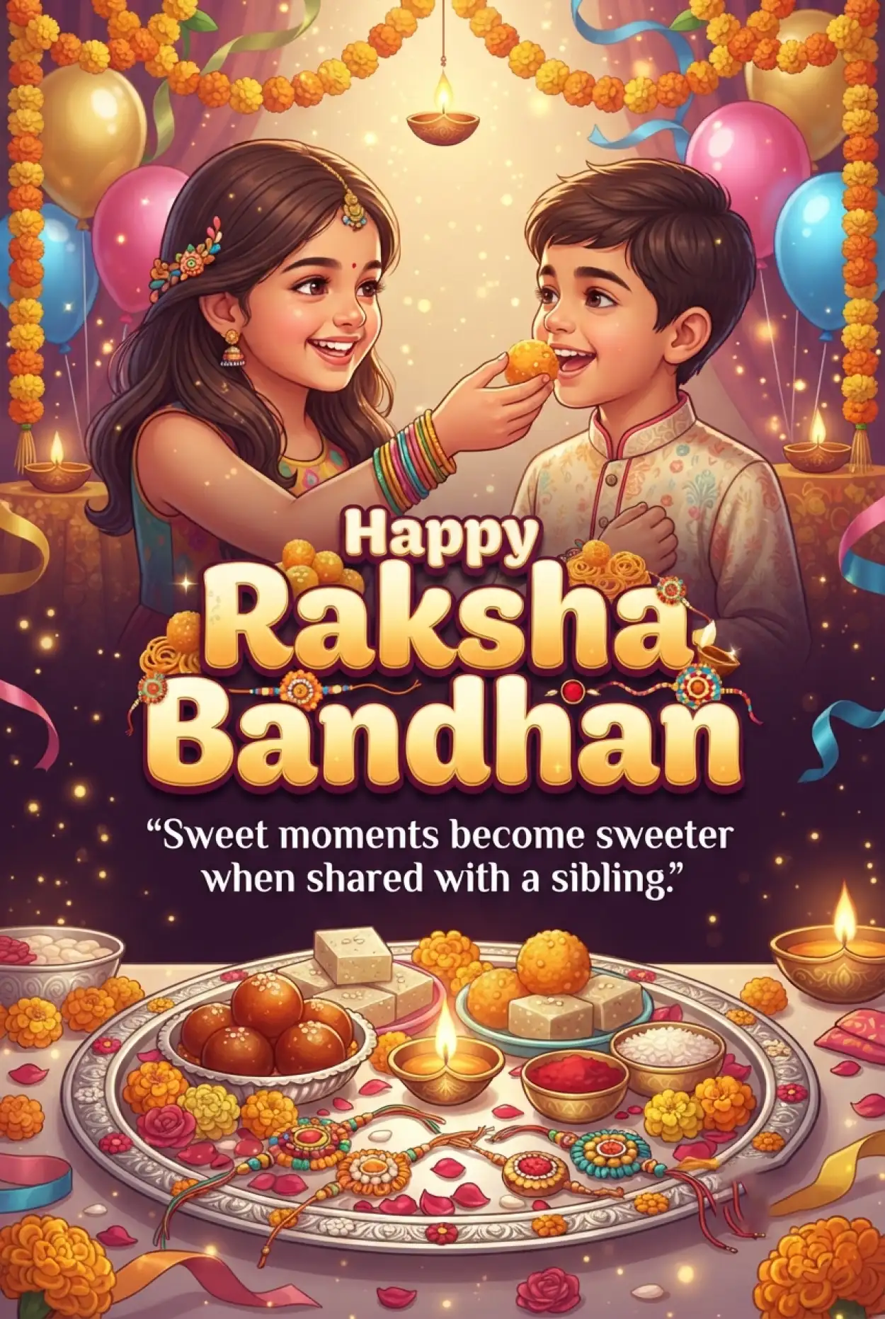 Free Download Best Sibling Love Wishes For Raksha Bandhan 2026 - High Quality Happy Raksha Bandhan Wishes 2026 Image