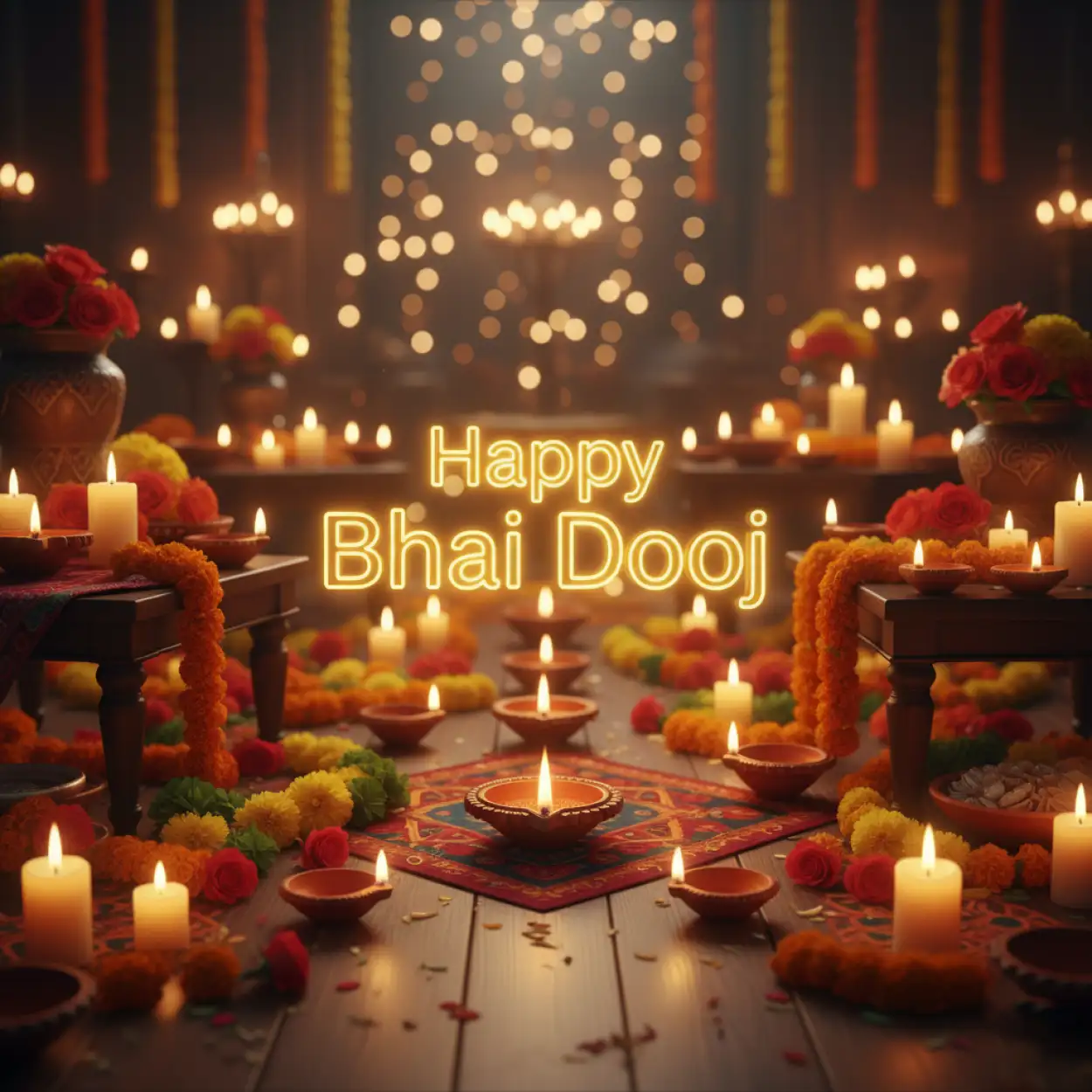 Free Download Best Traditional Bhai Dooj Greetings With Puja Rituals - High Quality Happy Bhai Dooj Background