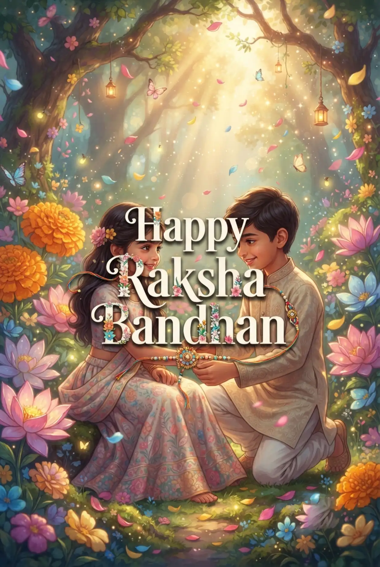 Free Download Best Wishes For Little Sister On Raksha Bandhan - High Quality Happy Raksha Bandhan Wishes For Children Image