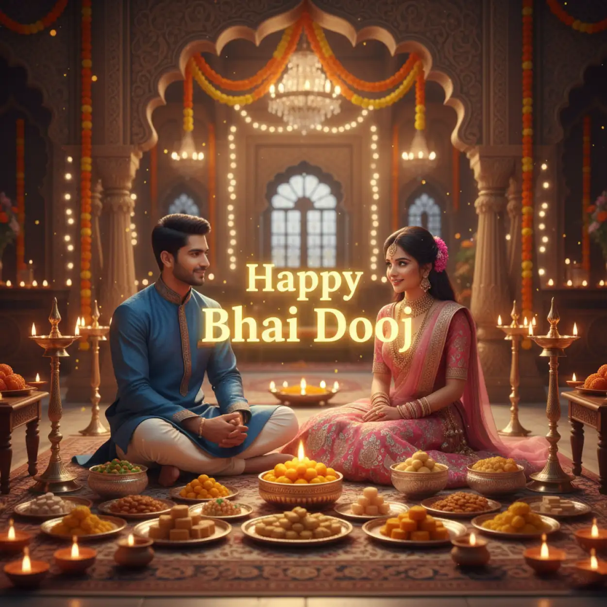 Free Download Bhai Dooj 2025 Background For Youtube Thumbnail - High Quality Happy Bhai Dooj 2025 Background Image