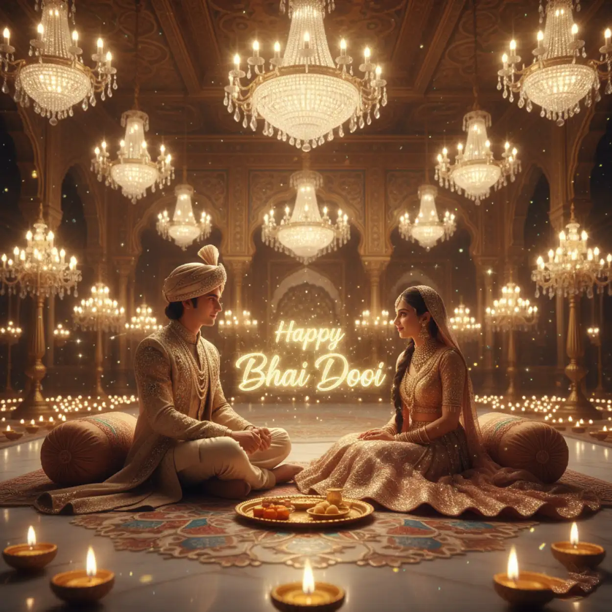 Free Download Bhai Dooj 2025 Celebration Background With Lights - High Quality Happy Bhai Dooj 2025 Background