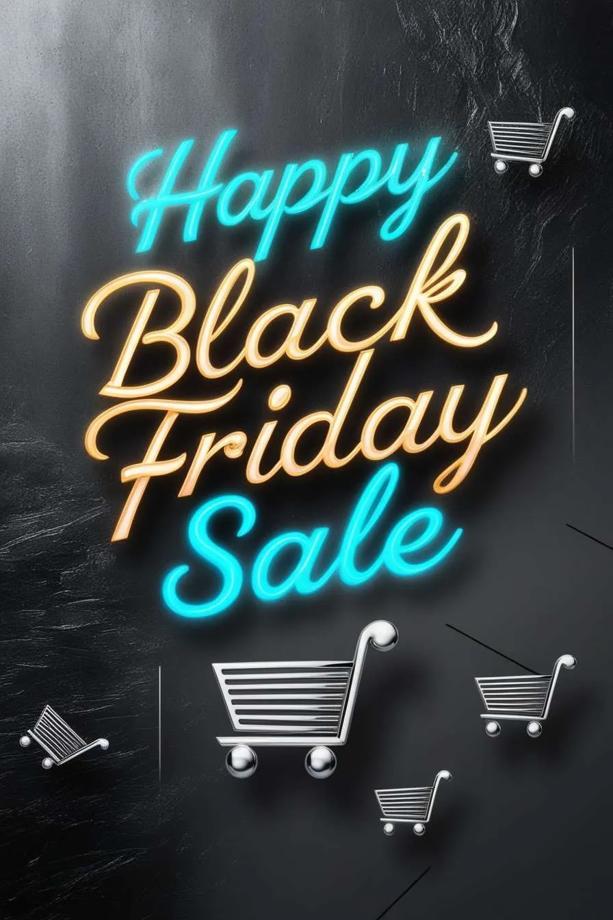 Black Friday Glowing Blue Font Poster - Royalty Free Happy Black Friday Sale Image | Pngmagic Free Download Black Friday Glowing Blue Font Poster - High Quality Happy Black Friday Sale Background