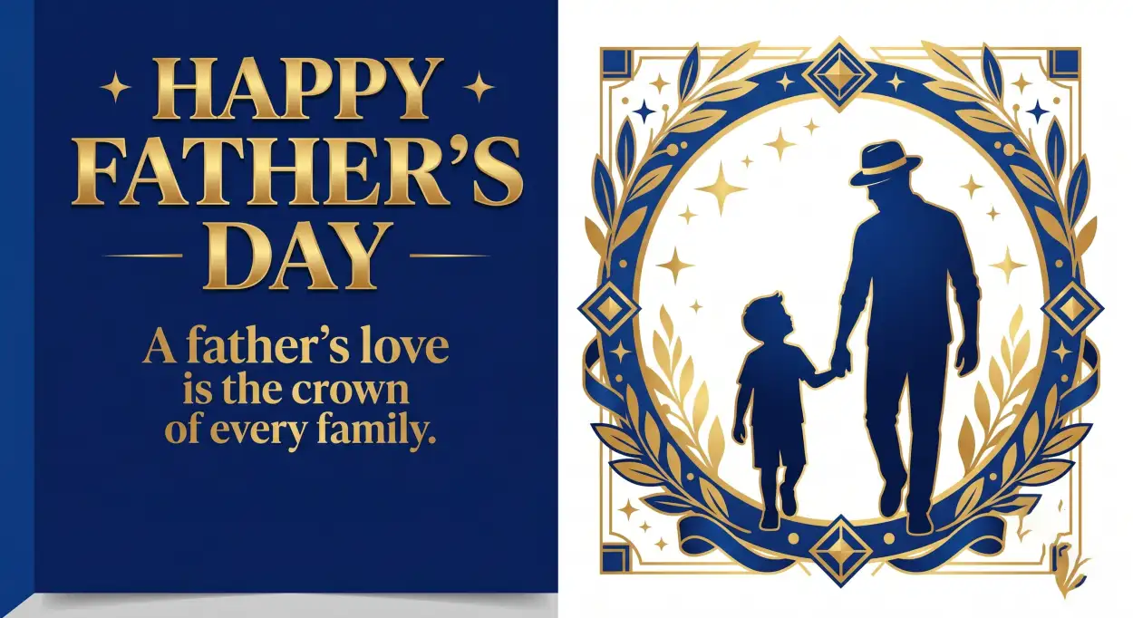 Free Download Blue Theme Fathers Day Greeting Card - High Quality Happy Fathers Day Greeting Card Image