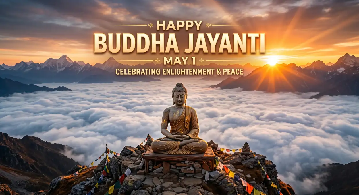 Free Download Buddha Jayanti 2026 Poster With Quotes - High Quality Happy Buddha Jayanti 2026 Wishes Image
