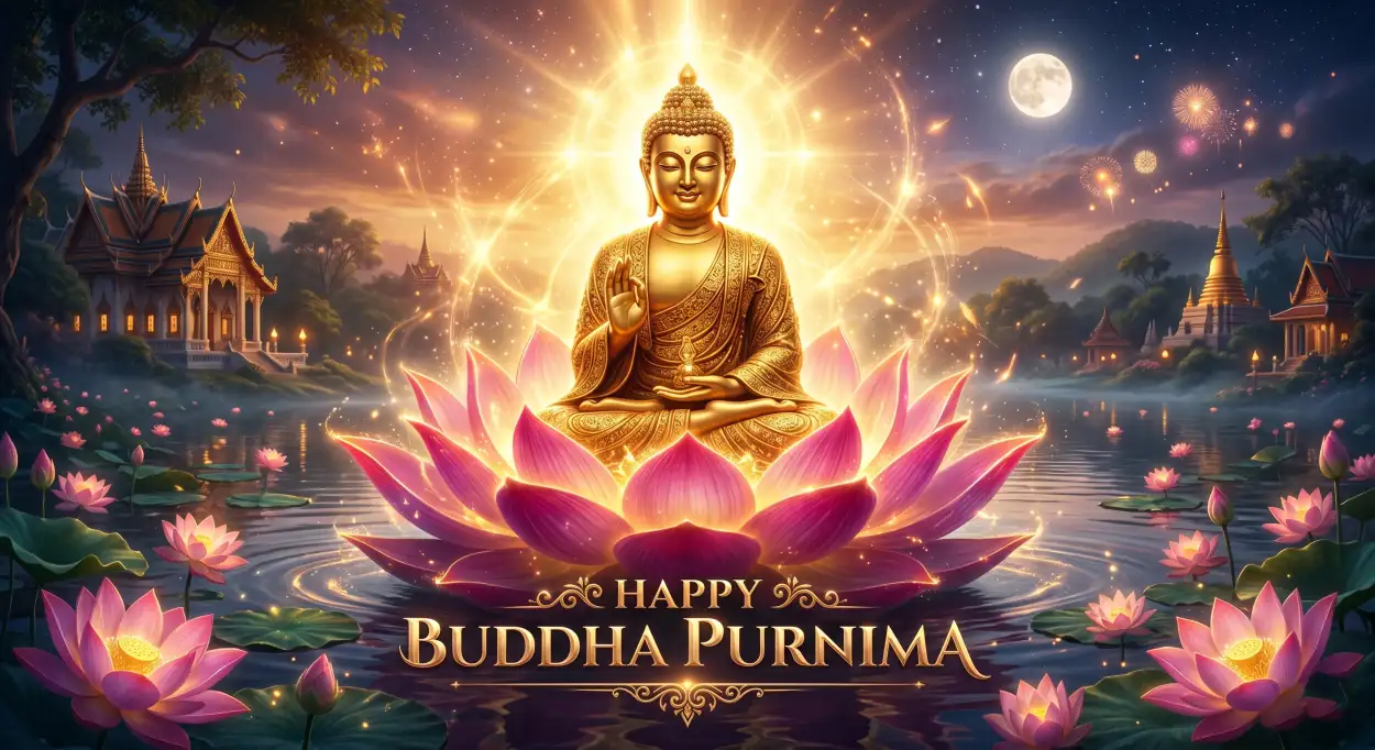 Free Download Buddha Purnima 2026 Festival Greeting Poster - High Quality Happy Buddha Purnima Wishes 2026 Image