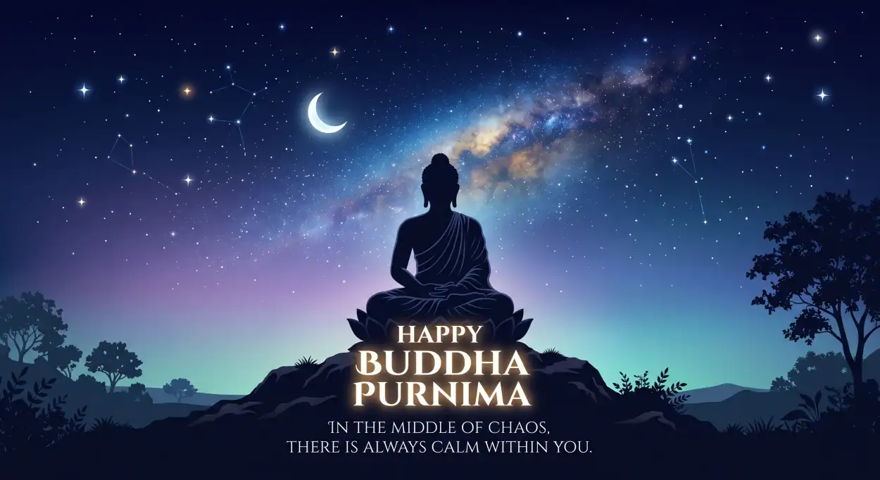 Free Download Buddha Purnima 2026 Wishes With Meditation Quotes - High Quality Happy Buddha Purnima Wishes 2026 Image