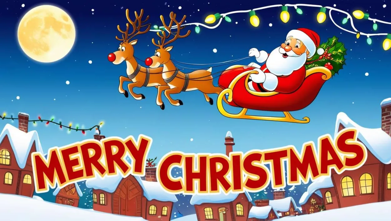 Cartoon Santa And Reindeer In A Winter Wonderland - Royalty Free Merry Christmas Cartoon Santa Claus With Reindeer Image | Pngmagic Free Download Cartoon Santa And Reindeer In A Winter Wonderland - High Quality Merry Christmas Cartoon Santa Claus With Reindeer Background