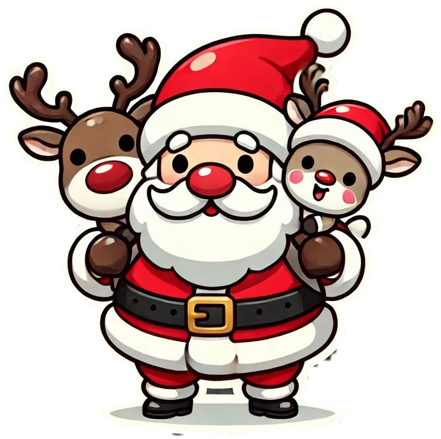 Free Download Cartoon Santa Claus With Reindeer Png Transparent Background - High Quality Merry Christmas Cartoon Santa Claus PNG Image