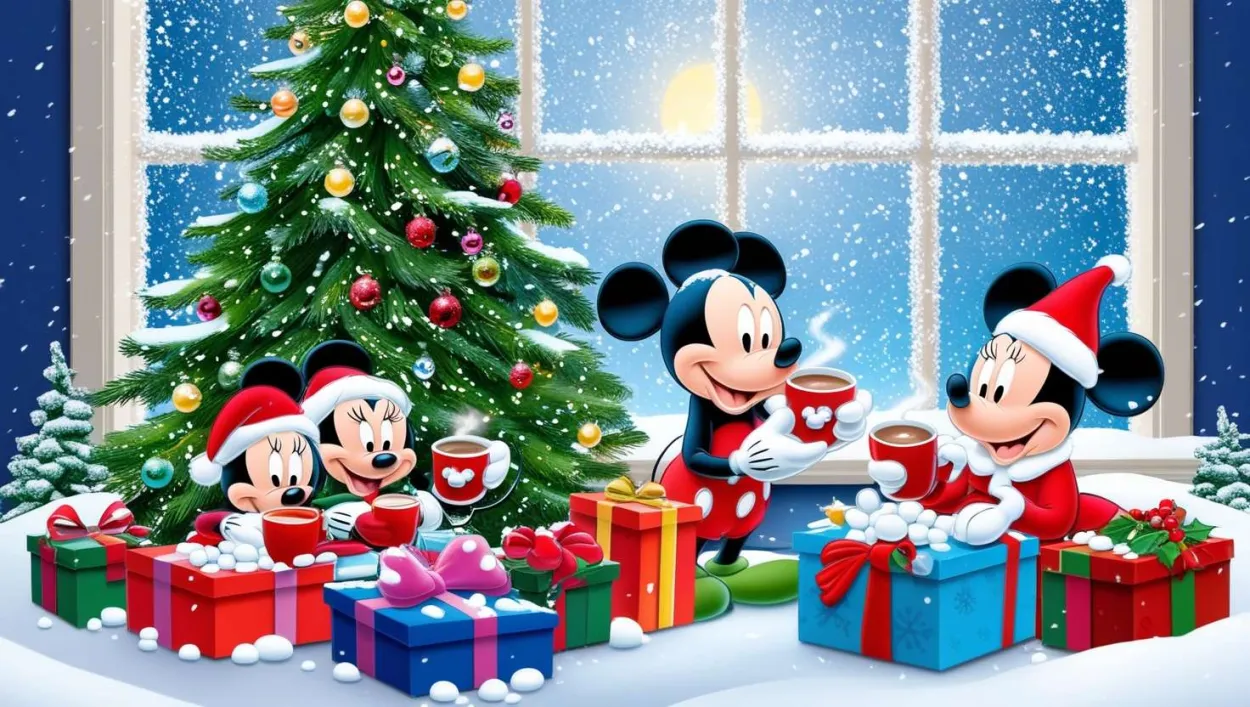 Free Download Cartoon-style Disney Christmas Wallpaper For Social Media - High Quality Disney Christmas Wallpaper Background