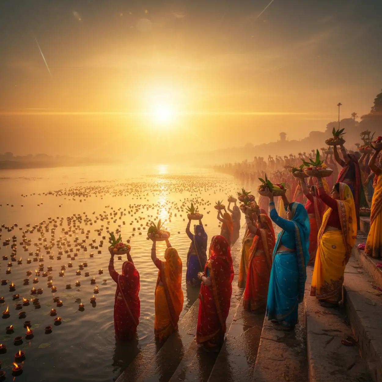 Free Download Chhath Puja Background For Poster, Flyer, And Greeting Card - High Quality Chhath Puja Background Background Image