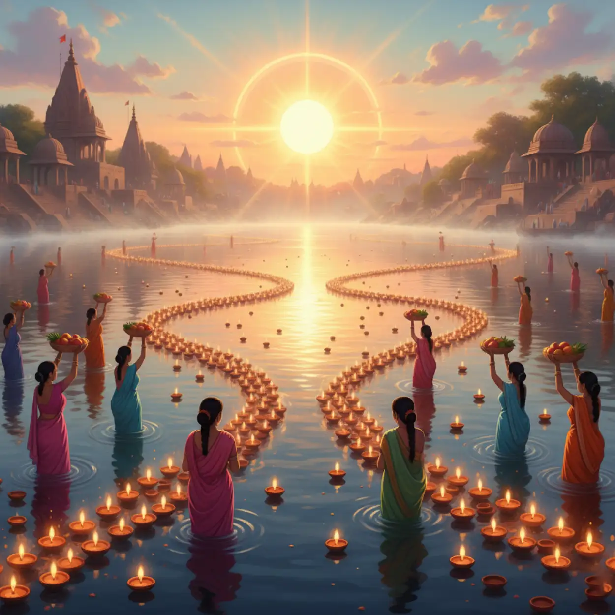 Free Download Chhath Puja Festival Hd Background For Creative Posters - High Quality Chhath Puja Background Background Image