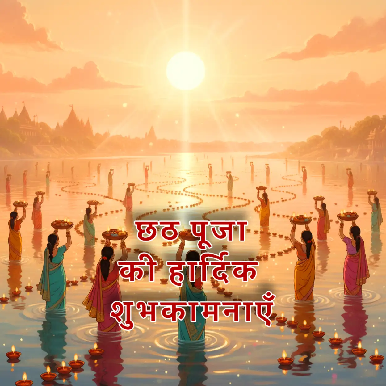 Free Download Chhath Puja Image With Bhakti Hindi Lines - High Quality Happy Chhath Puja Hindi Background