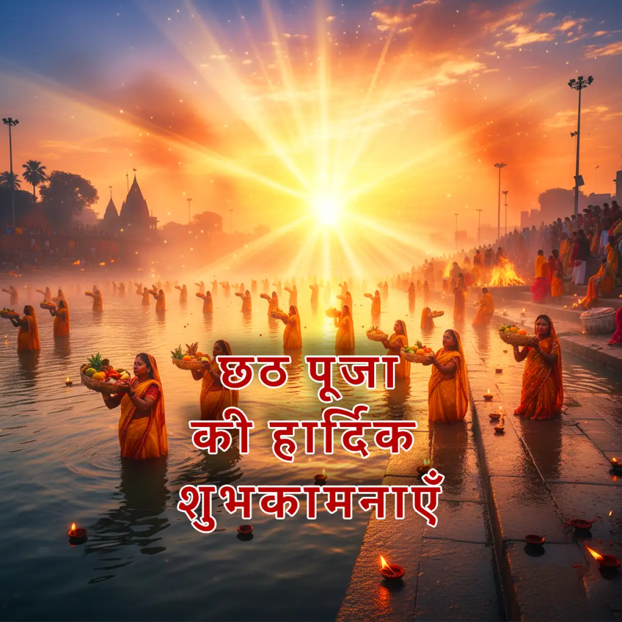 Free Download Chhath Puja Ki Photo Par Likha Hindi Me - High Quality Happy Chhath Puja Hindi Image