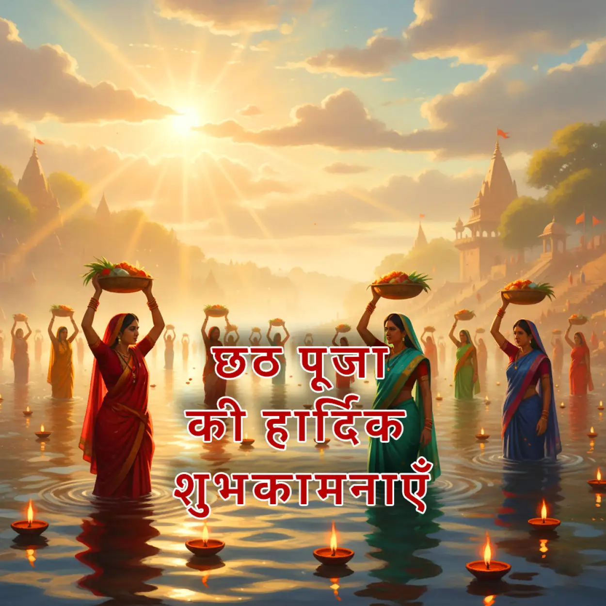 Free Download Chhath Puja Par 3d Text Image In Hindi - High Quality Happy Chhath Puja Hindi Background