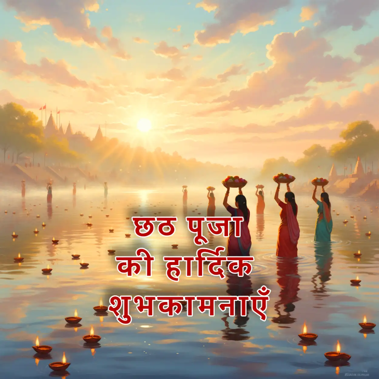 Free Download Chhath Puja Par Maa Surya Ko Arghya Message Hindi Me - High Quality Happy Chhath Puja Hindi Image