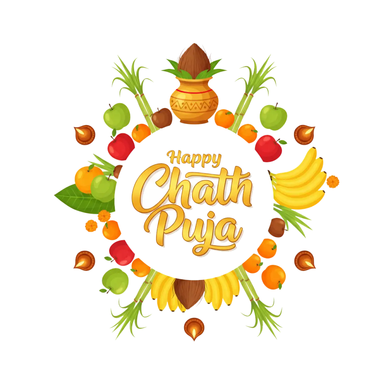Free Download Chhath Puja Png With Traditional Elements - High Quality Happy Chhath Puja Png PNG Image