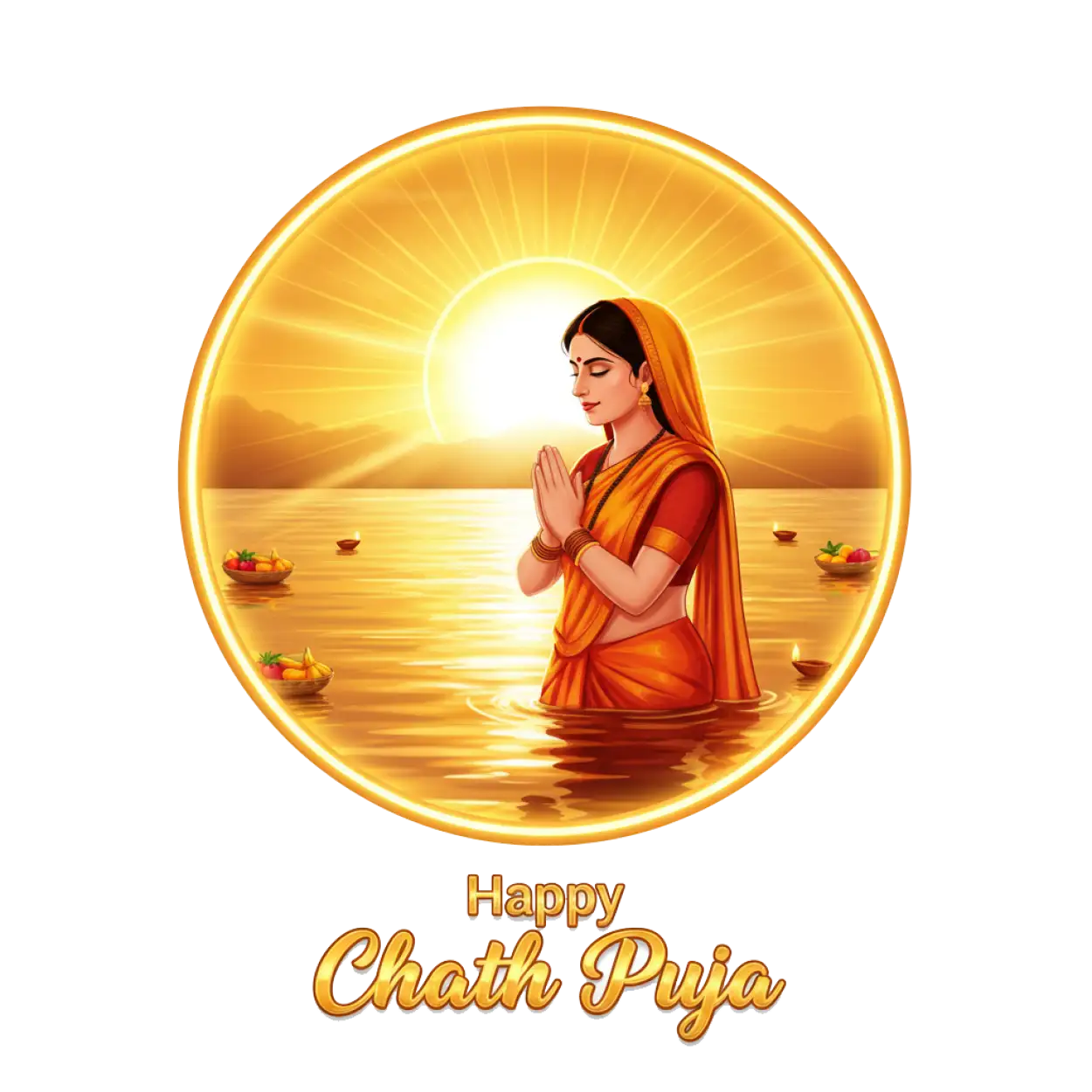 Free Download Chhath Puja Png With Woman Praying - High Quality Happy Chhath Puja Png Transparent PNG