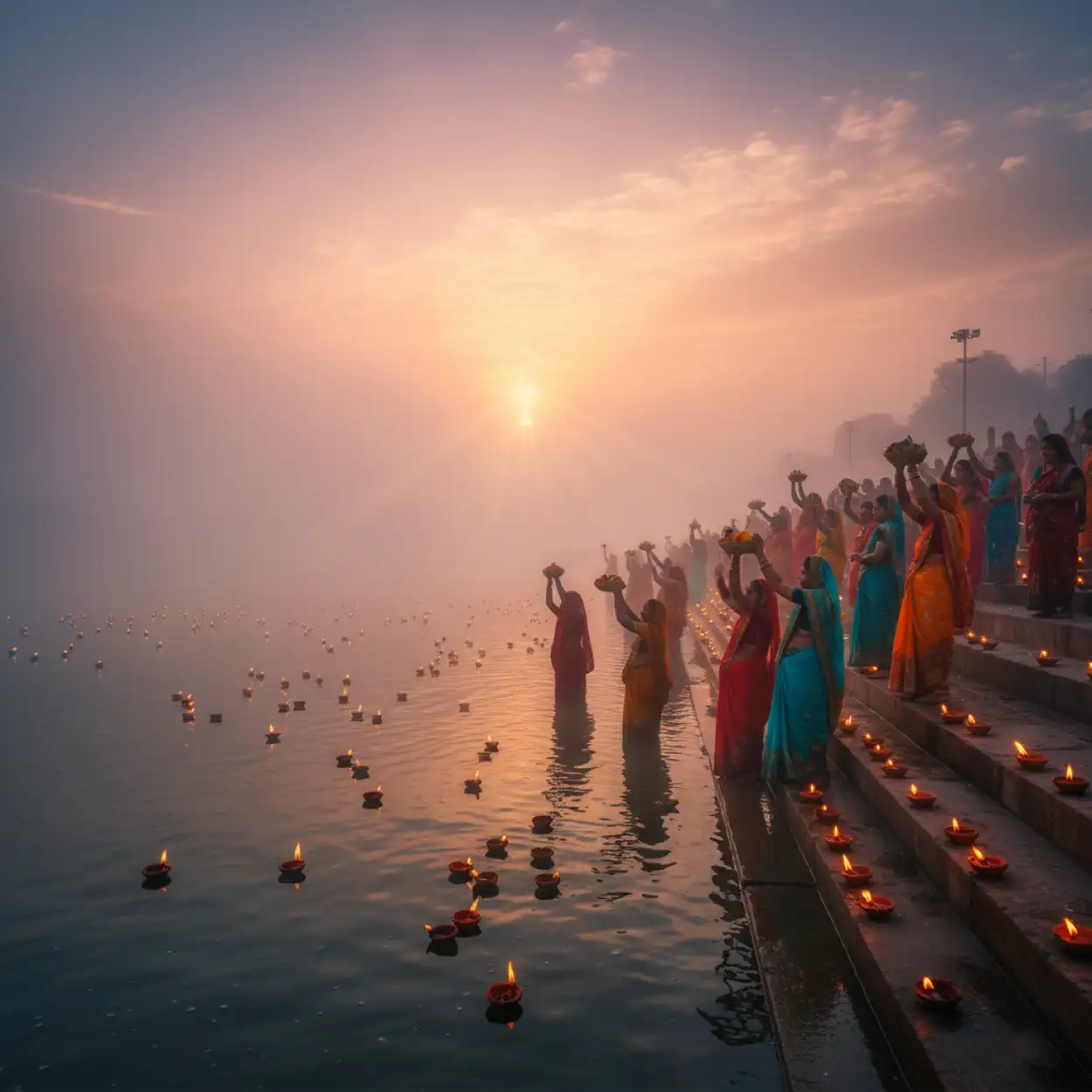 Free Download Chhath Puja River Ghat Background Hd Wallpaper - High Quality Hhath Puja Background Background Image