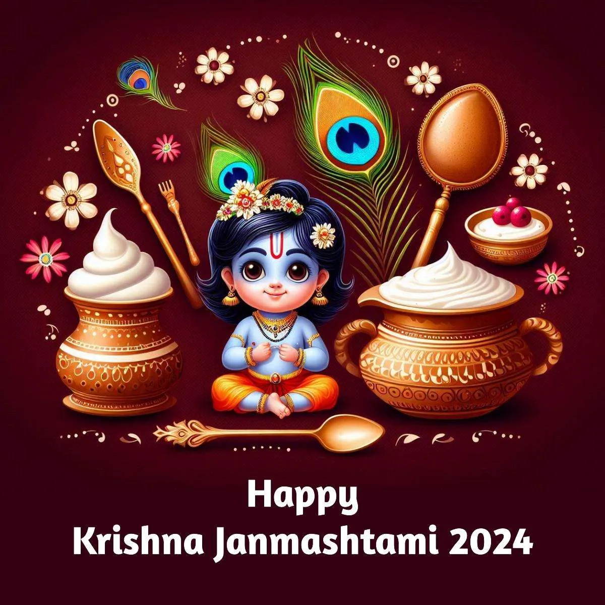 Free Download Child Lord Krishna Eating Makhan In Happy Krishna Janmashtami Pictures Download - High Quality Happy Krishna Janmashtami Background