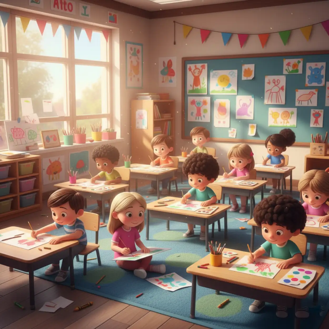 Free Download Childrens Day Background With Hand-drawn Kids - High Quality Childrens Day Background Background