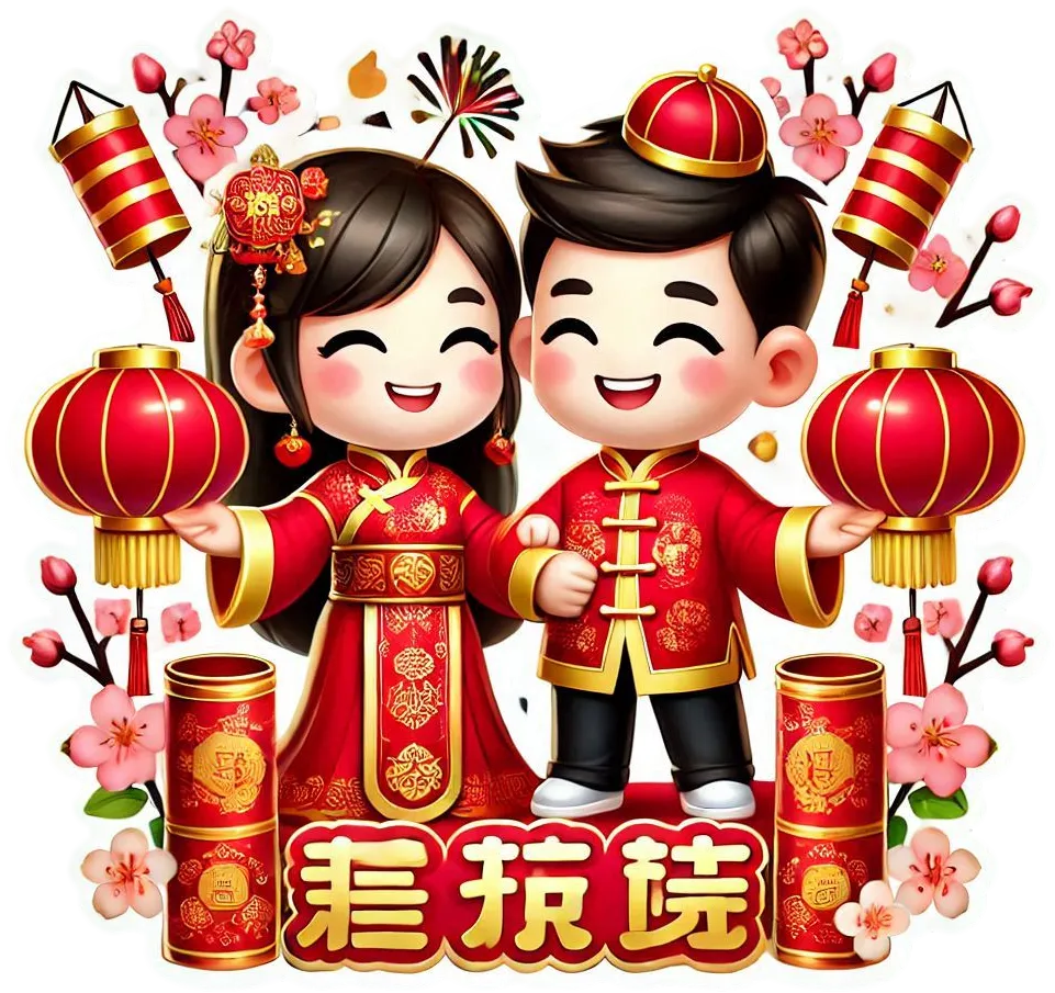 Free Download Chinese New Year Png Stylish Text With Fireworks - High Quality Chinese New Year PNG PNG Image