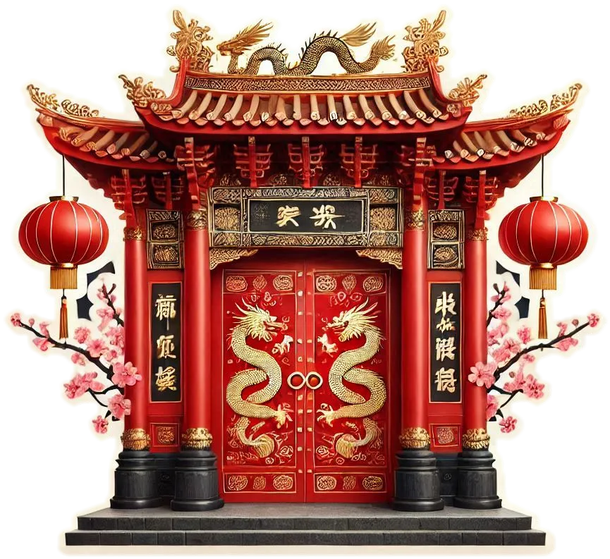 Free Download Chinese New Year Png Temple And Lanterns - High Quality Chinese New Year PNG PNG Image