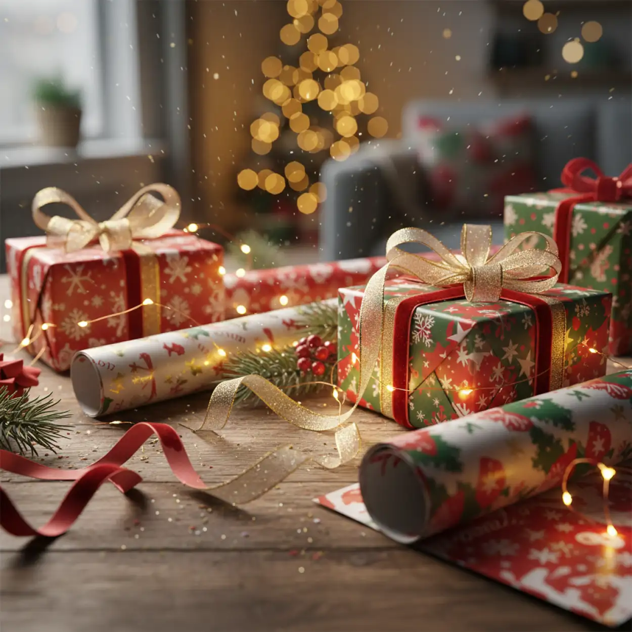 Free Download Christmas Background With Gifts - High Quality Christmas Background Background Image