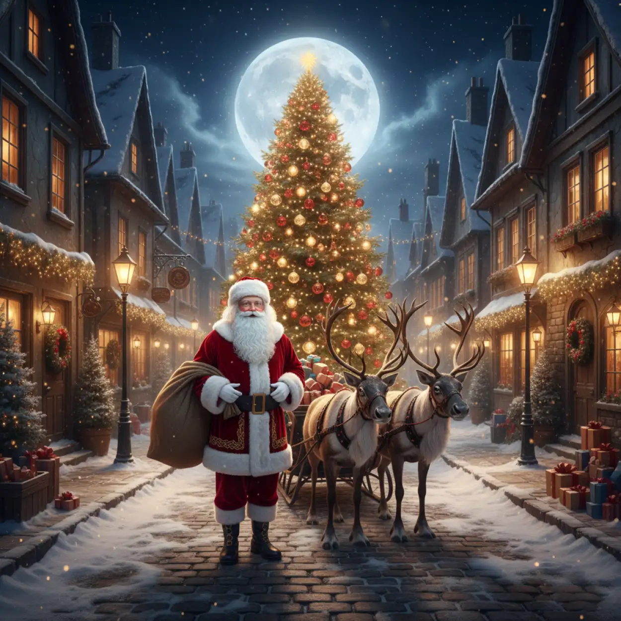 Free Download Christmas Background With Santa Claus For Instagram Post - High Quality Christmas Background With Santa Claus Background Image