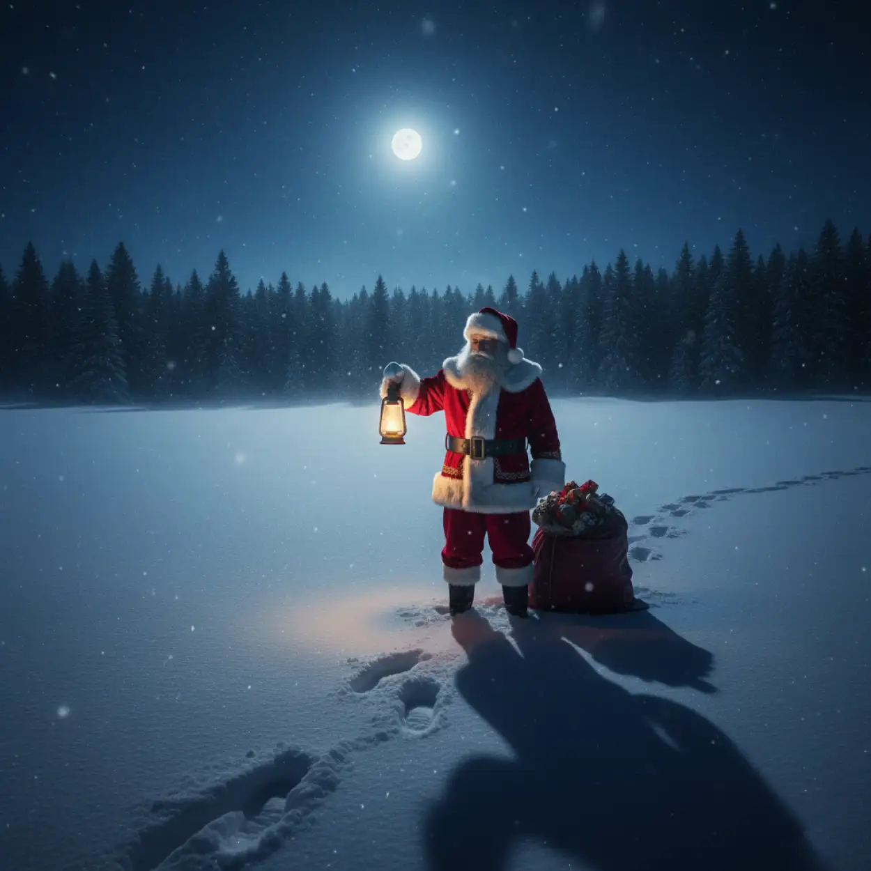Free Download Christmas Background With Santa Claus Northern Lights - High Quality Christmas Background With Santa Claus Background